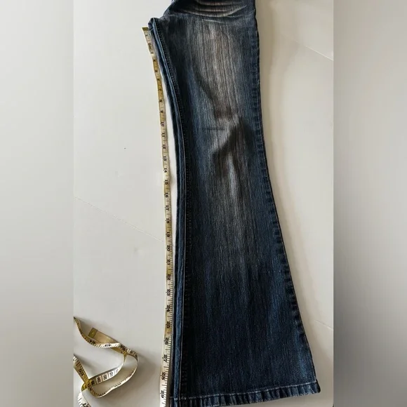 Y2K Mudd Jeans, Bootcut Flare, Striped Faded Wash, Low Rise, Women’s Size 7 - Picture 12 of 15